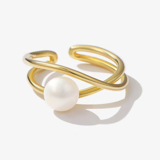 Bague œil de Dieu en argent massif S925 avec véritable perle d'eau douce