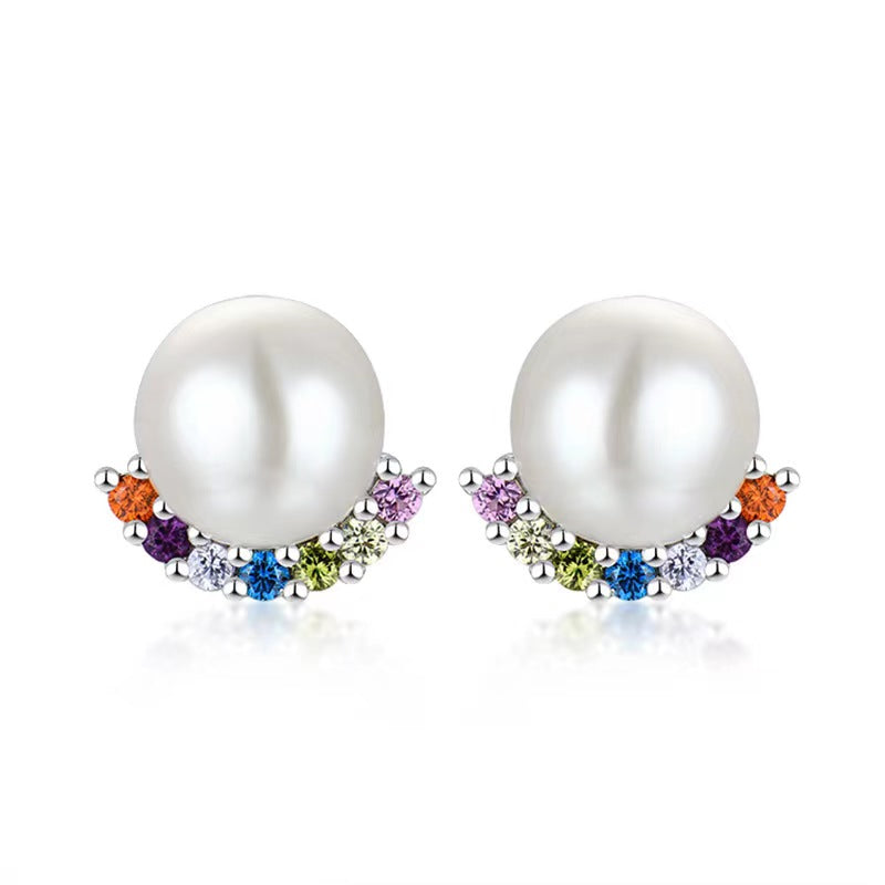 Boucles d'oreilles Rainbow Bridge en perles d'eau douce véritables