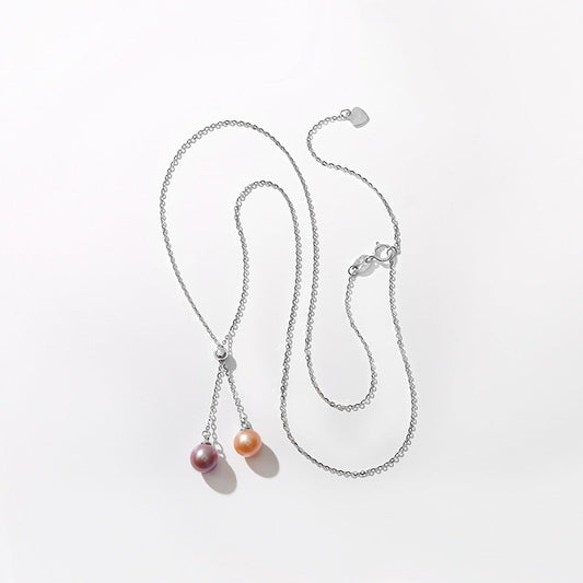 Collar de sol y luna con perlas de agua dulce genuinas