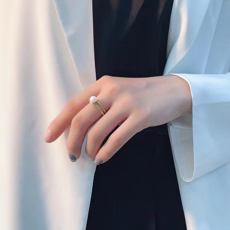 Bague œil de Dieu en argent massif S925 avec véritable perle d'eau douce