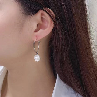Pendientes de corazón de plata maciza S925 con auténtica perla barroca