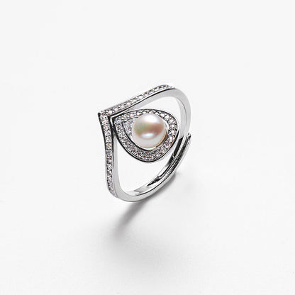 Bague couronne en véritable perle d'eau douce