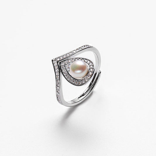 Bague couronne en véritable perle d'eau douce
