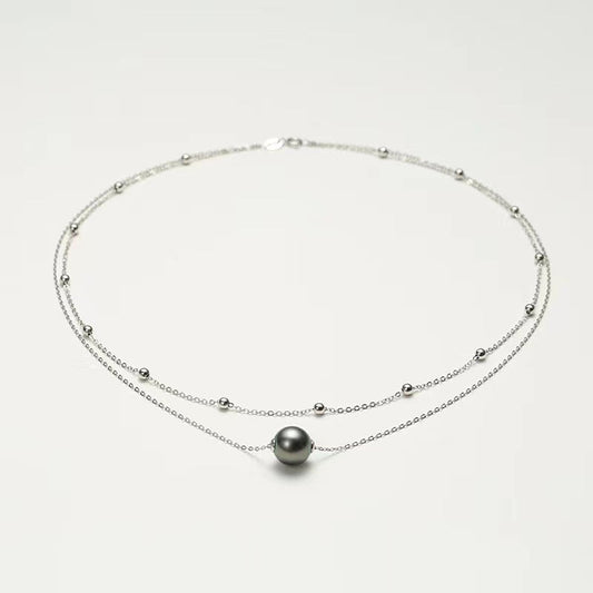 Solid 18K White Gold Genuine Tahitian Pearl Dawn Necklace