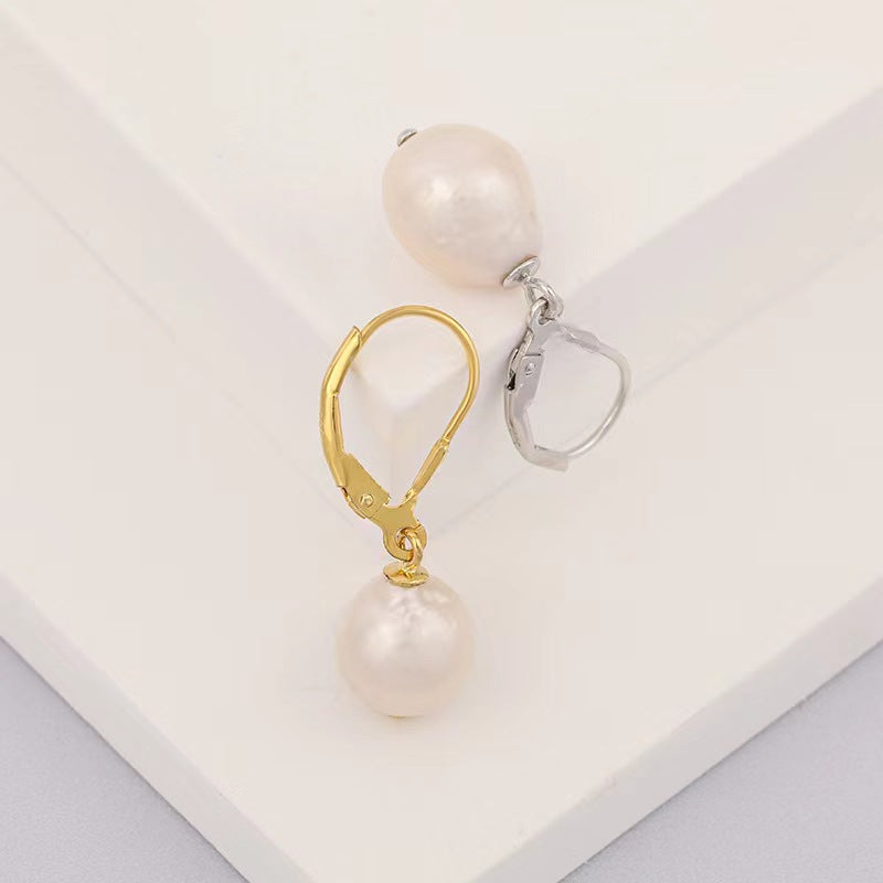 Pendientes de linterna de plata maciza S925 con auténtica perla barroca