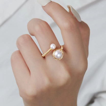 Bague Terre en véritable perle d'eau douce