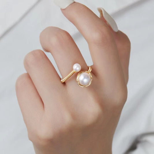 Bague Terre en véritable perle d'eau douce