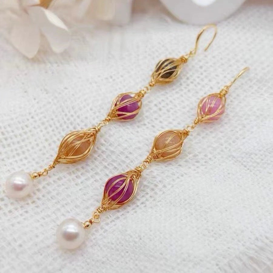 Pendientes Happy Candy de perla de agua dulce genuina