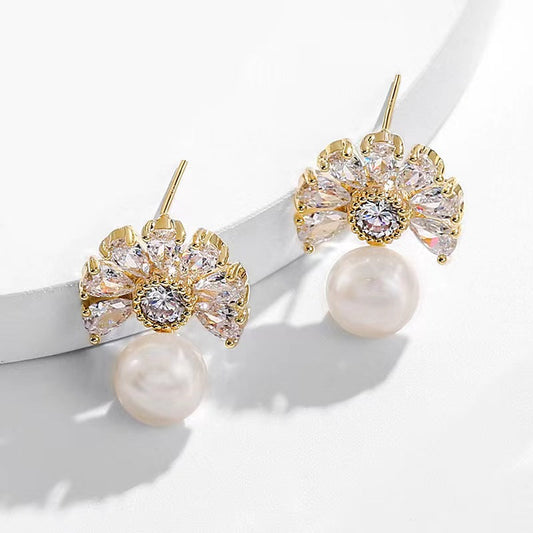 Boucles d'oreilles éventail en perles d'eau douce véritables