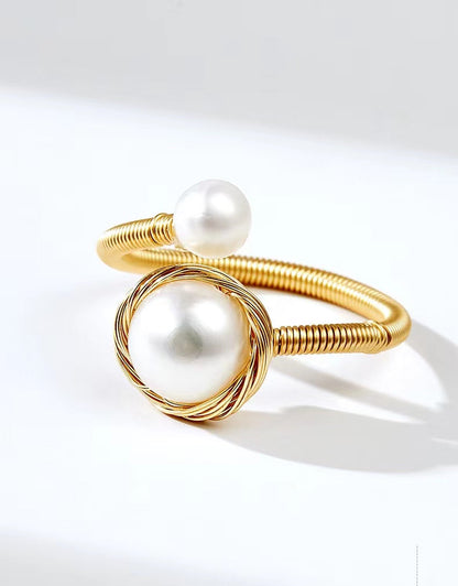 Bague Terre en véritable perle d'eau douce