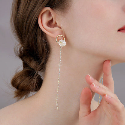 Boucles d'oreilles Love en perles d'eau douce véritables et cristal