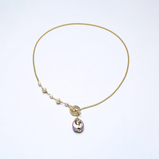 Collier croix d'amour en perles d'eau douce véritables