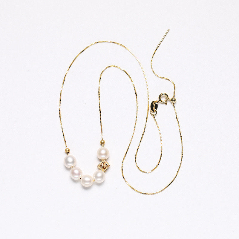 Collier Moment en argent massif S925 avec véritable perle d'eau douce
