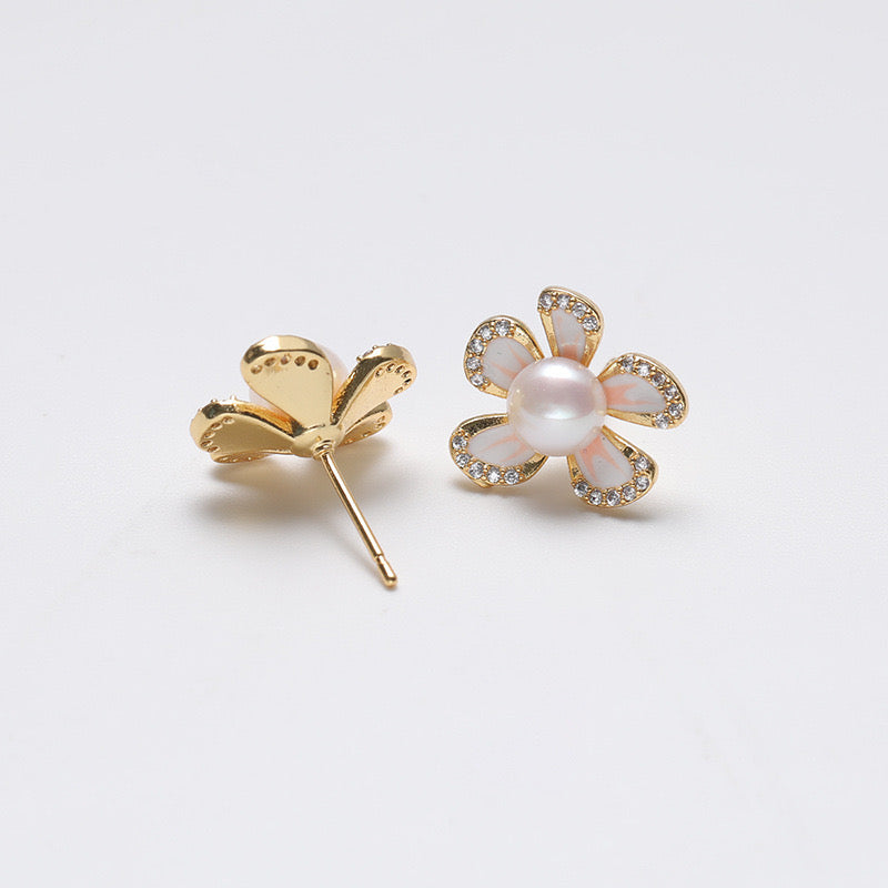 Boucles d'oreilles en argent massif S925 avec perles d'eau douce véritables