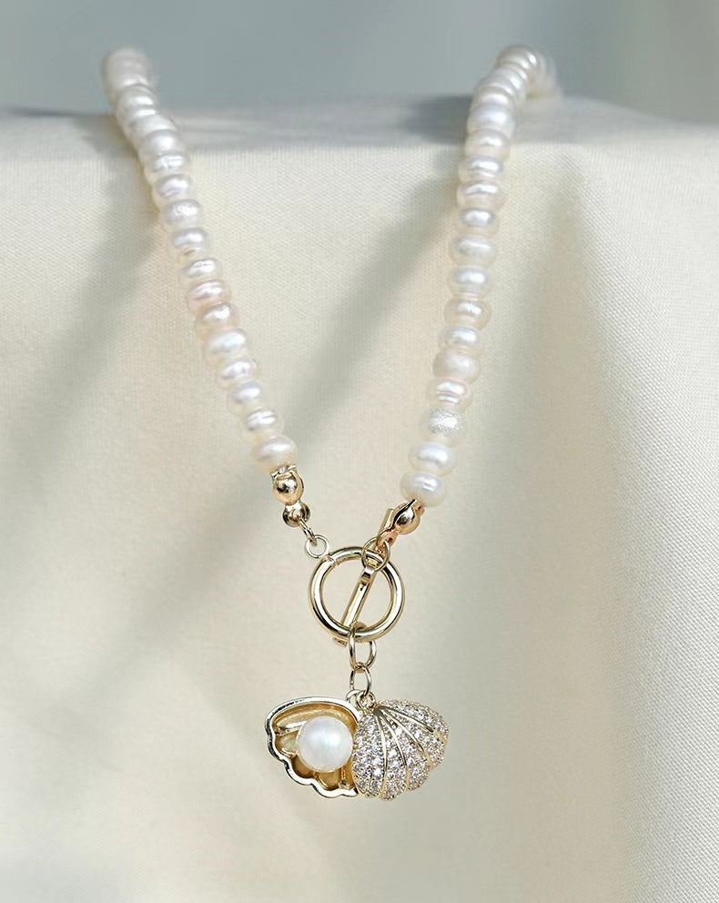 Collar de concha de perla de agua dulce genuina