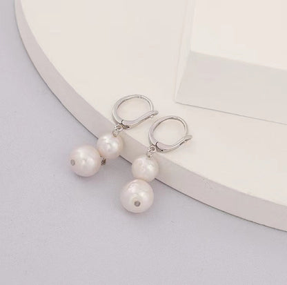 Genuine Baroque Pearl S925 Sliver Rain Earrings