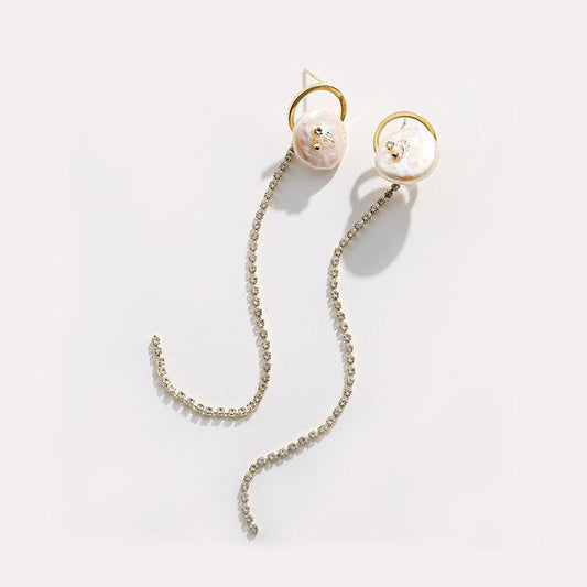 Boucles d'oreilles Love en perles d'eau douce véritables et cristal