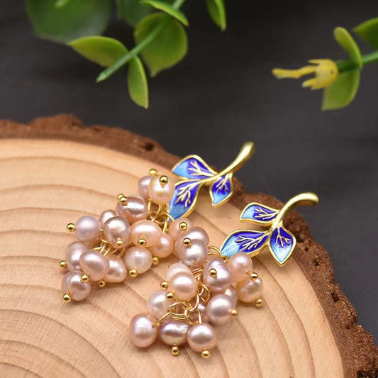 Genuine Freshwater Pearl Blue Fairy Earrings