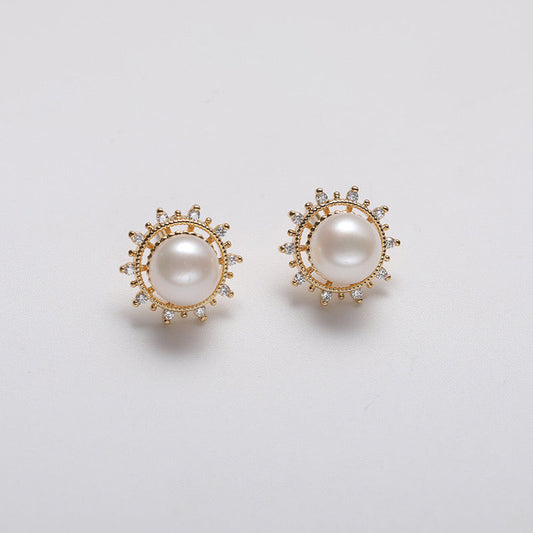 Boucles d'oreilles Phoebus en argent massif S925 et véritables perles d'eau douce