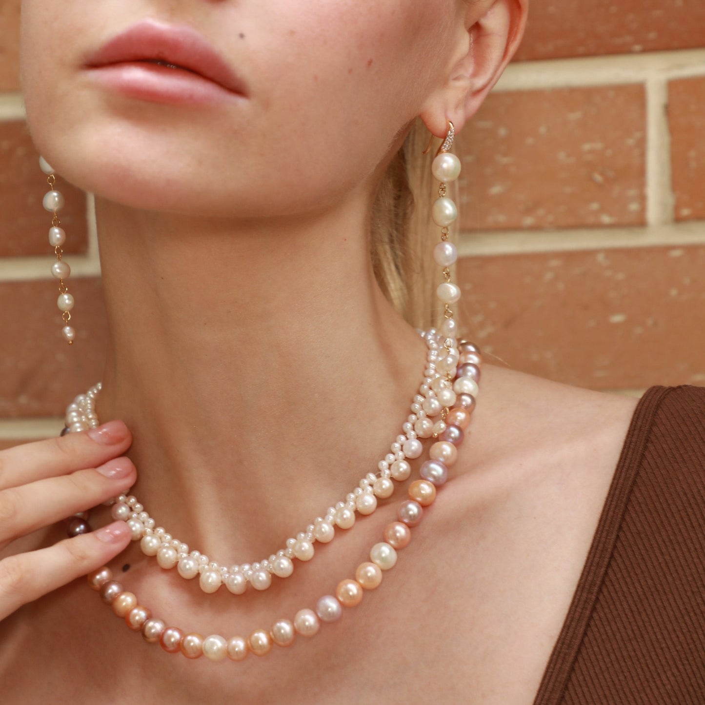 Collar de la Diosa del Resplandor con Perlas de Agua Dulce Genuinas