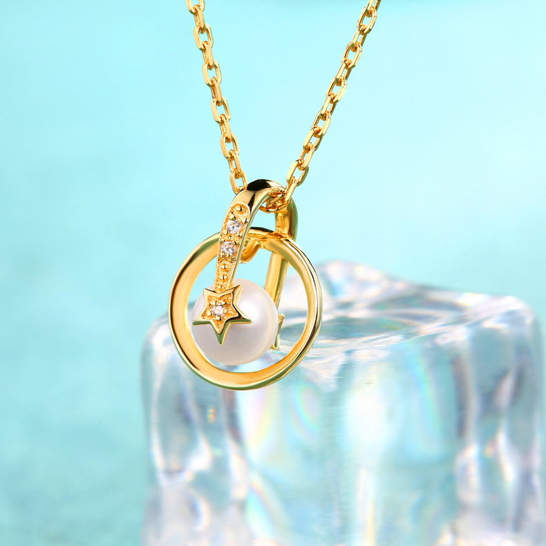 S925 Sliver Genuine Natural Freshwater Pearl Mini Planet Pendant