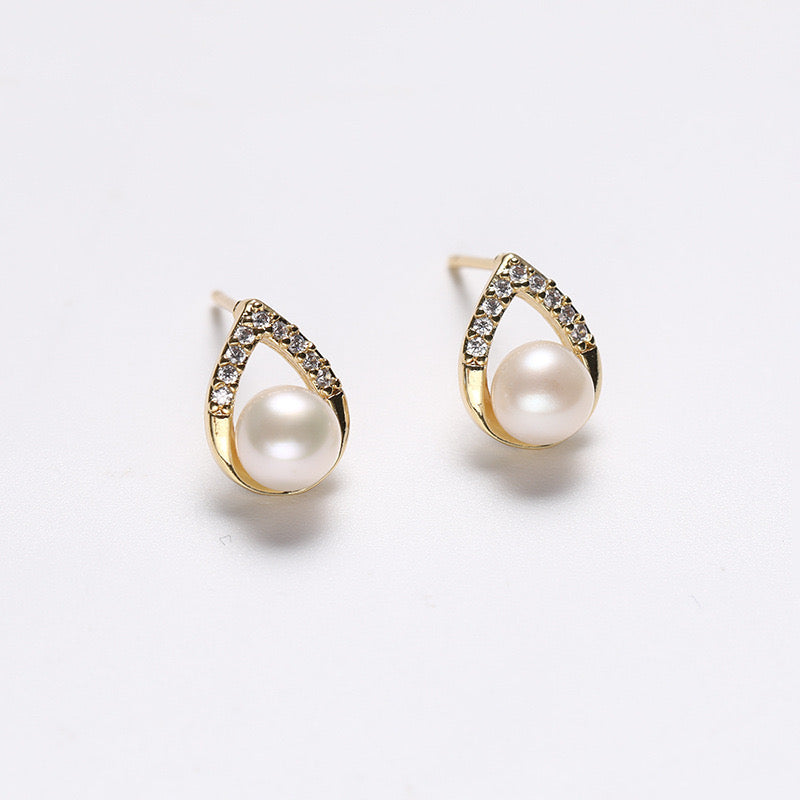 Boucles d'oreilles Ocean Swing en argent massif S925 avec perles d'eau douce véritables