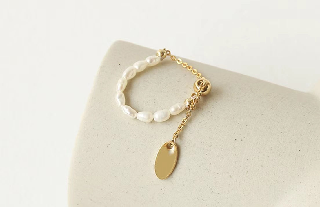 Bague essentielle en véritable perle d'eau douce