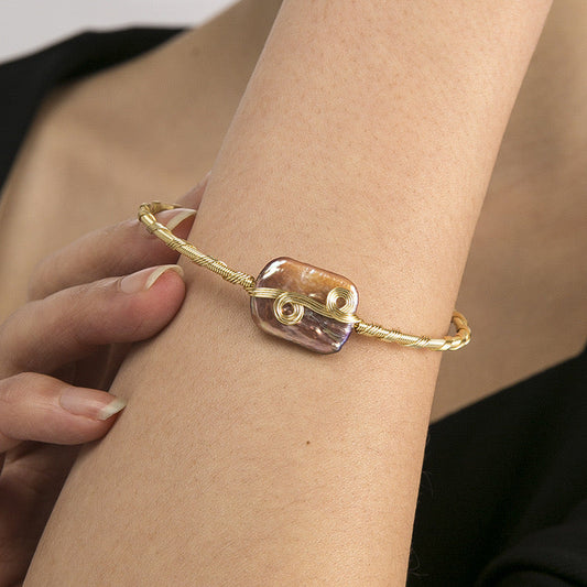 Pulsera Esme de plata maciza S925 con auténtica perla barroca