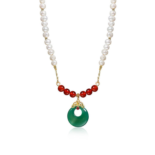 Collier en jade et perles d'eau douce véritables