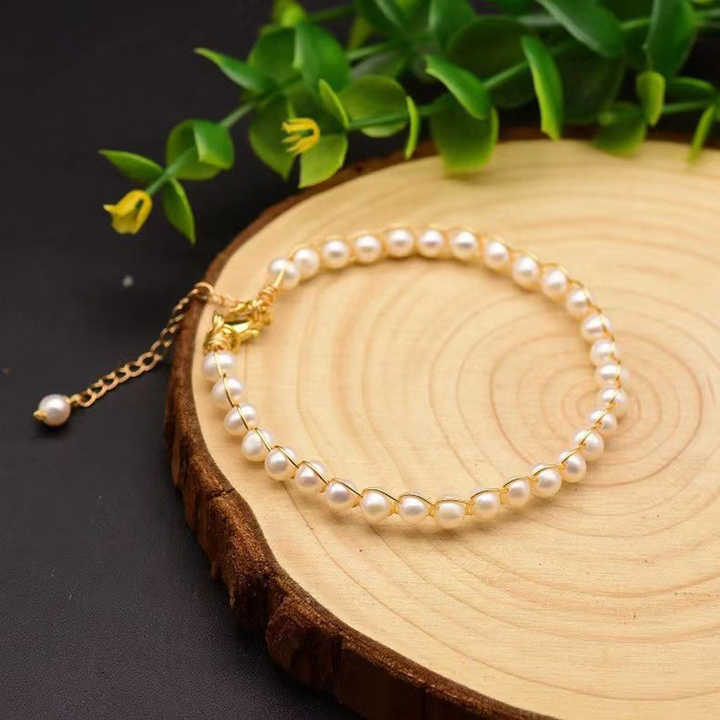 Pulsera de media perla de agua dulce auténtica (edición limitada)