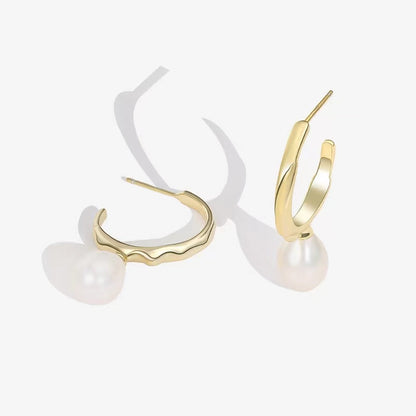 Genuine Baroque Pearl S925 Silver Bird Bone Earrings