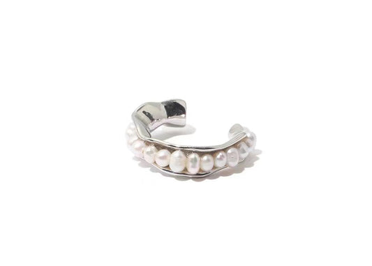 Anillo bucal de concha de perla de agua dulce natural genuina