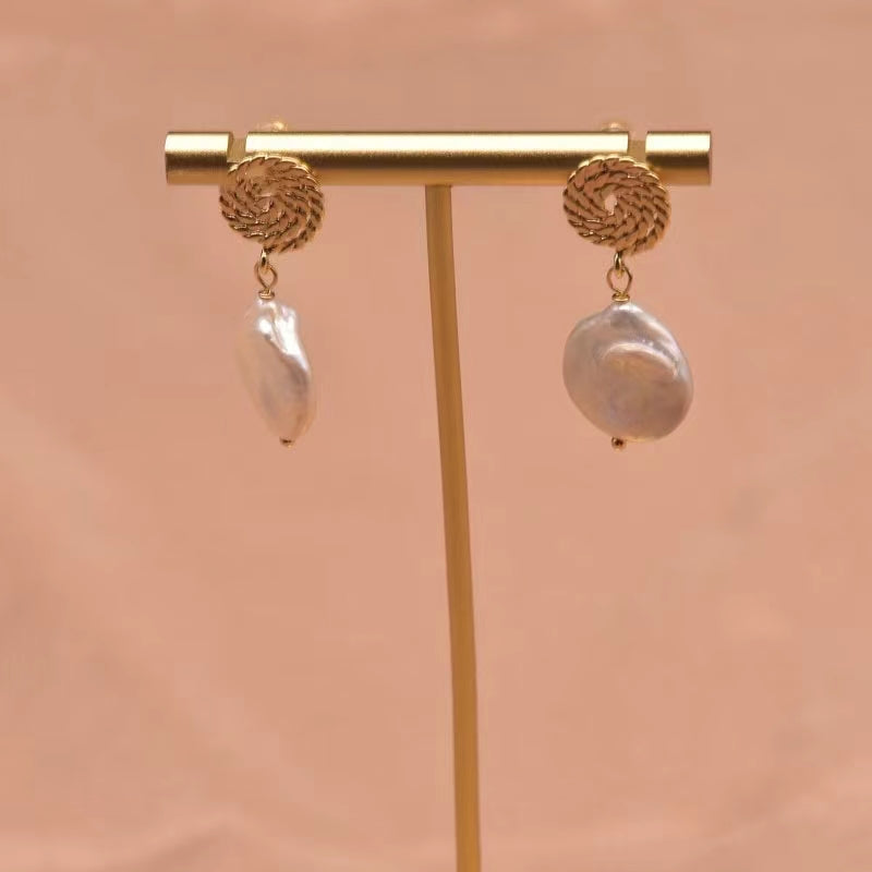 Boucles d'oreilles en perles baroques d'eau douce véritables du marché nocturne (édition limitée)