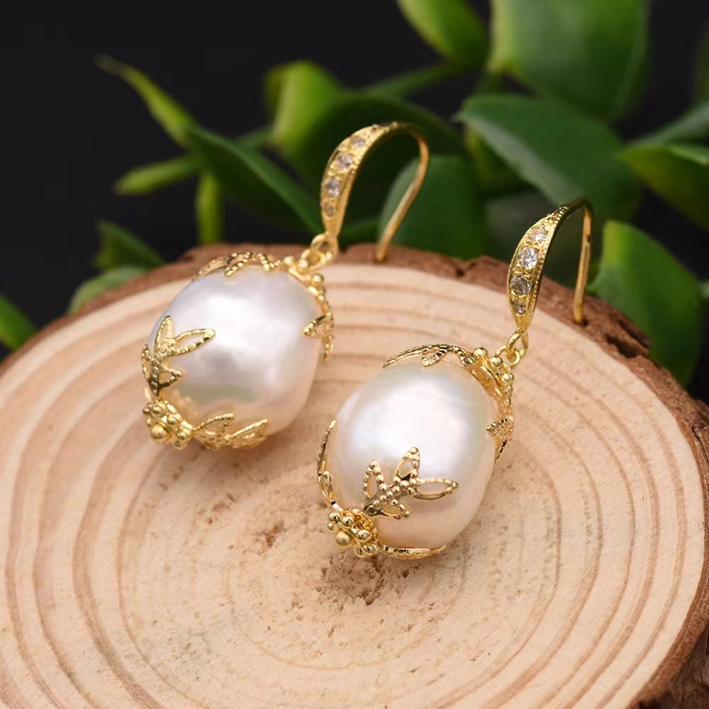 Boucles d'oreilles Borough en perles d'eau douce baroques véritables