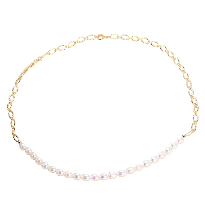 Brass Plated with 18K Gold Genuine Freshwater Pearl Lucy Necklace