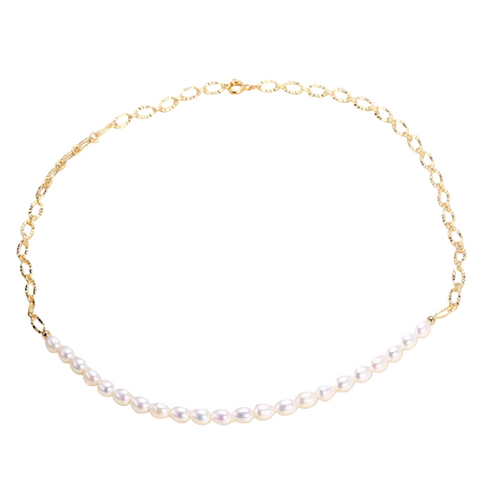 Brass Plated with 18K Gold Genuine Freshwater Pearl Lucy Necklace