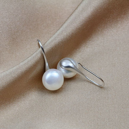 Brass Plated with White Gold Genuine Freshwater Pearl Virginal Earrings