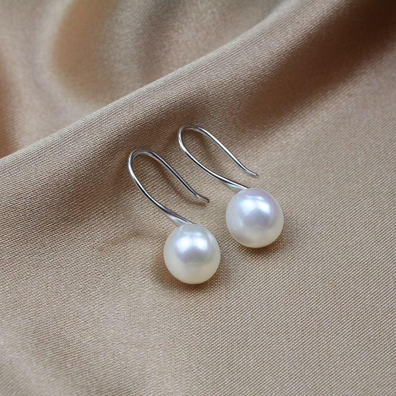 Brass Plated with White Gold Genuine Freshwater Pearl Virginal Earrings