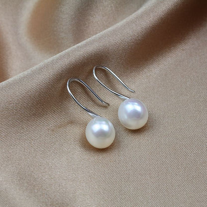 Brass Plated with White Gold Genuine Freshwater Pearl Virginal Earrings