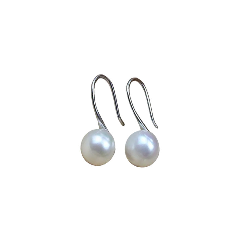 Brass Plated with White Gold Genuine Freshwater Pearl Virginal Earrings