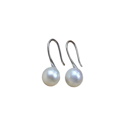 Brass Plated with White Gold Genuine Freshwater Pearl Virginal Earrings