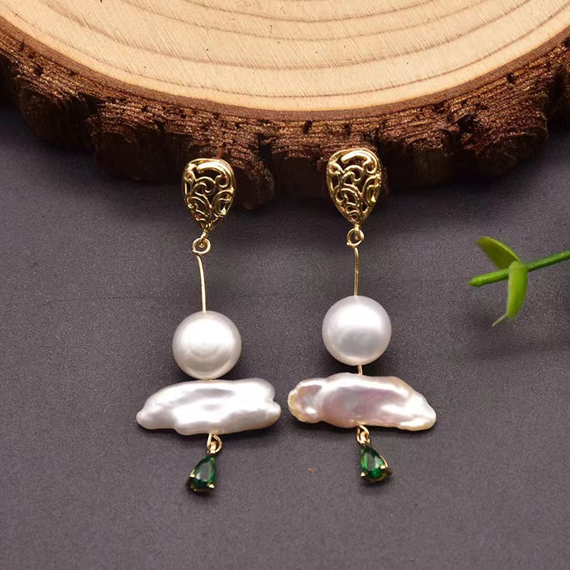 Boucles d'oreilles en perles baroques d'eau douce véritables du marché nocturne (édition limitée)