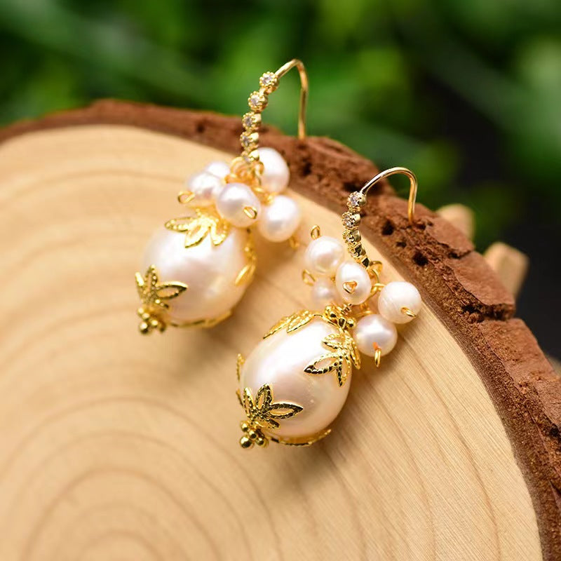 Boucles d'oreilles Borough en perles d'eau douce baroques véritables
