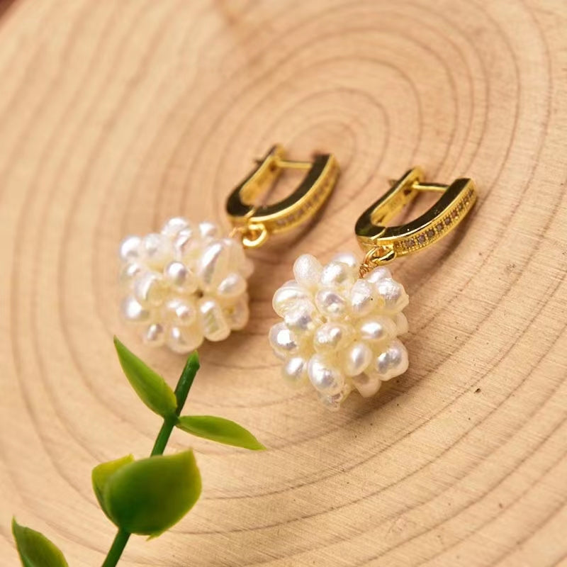 Boucles d'oreilles en perles baroques d'eau douce véritables du marché nocturne (édition limitée)