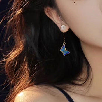Genuine Freshwater Baroque Pearl Blue Butterfly Earrings (Limited Edition)