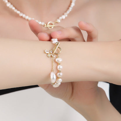 Freshwater Baroque Pearl Happy Bee Bracelet model3