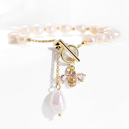 Freshwater Baroque Pearl Happy Bee Bracelet detail