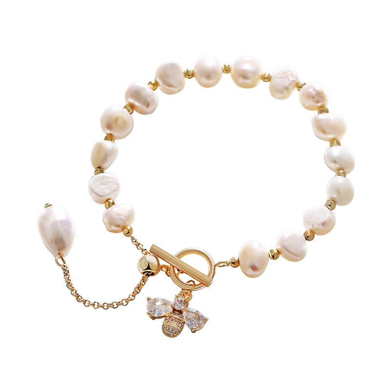 Freshwater Baroque Pearl Happy Bee Bracelet look2