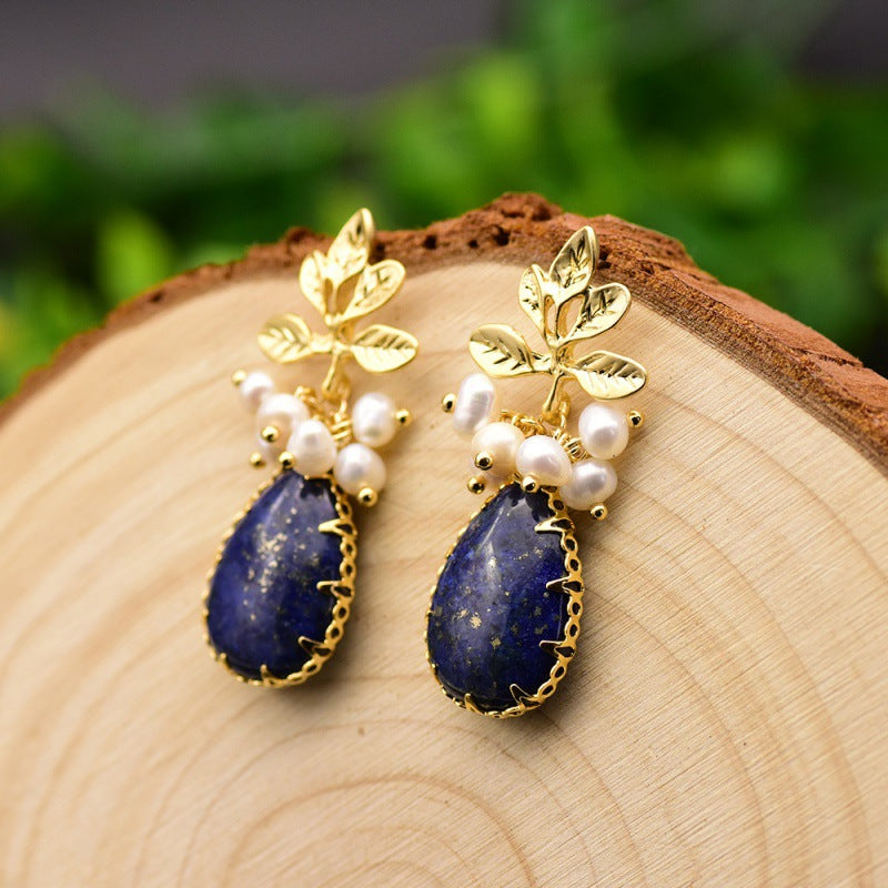 Genuine Freshwater Baroque Pearl & Lapis Lazuli Earrings (Limited Edition)