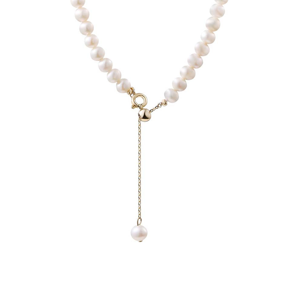 Freshwater Pearls Y-Shaped Brass Tassel Necklace
